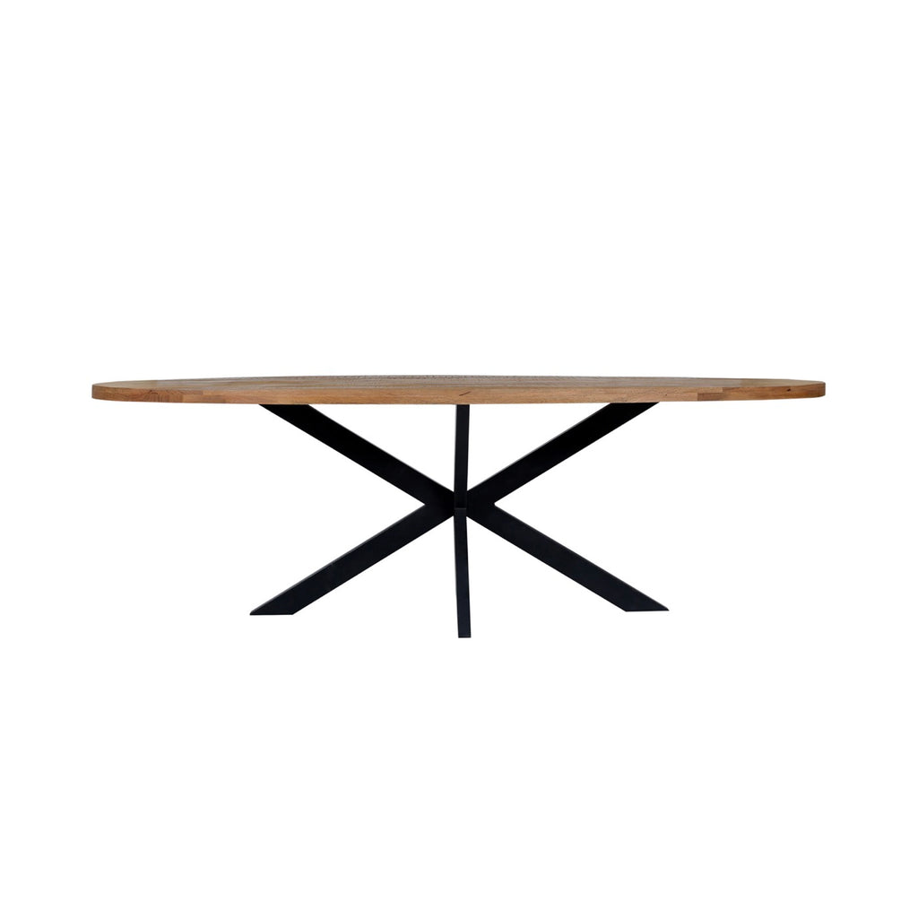 Maelia - Mesa de Comedor Ovalada de Madera Exótica - Natural