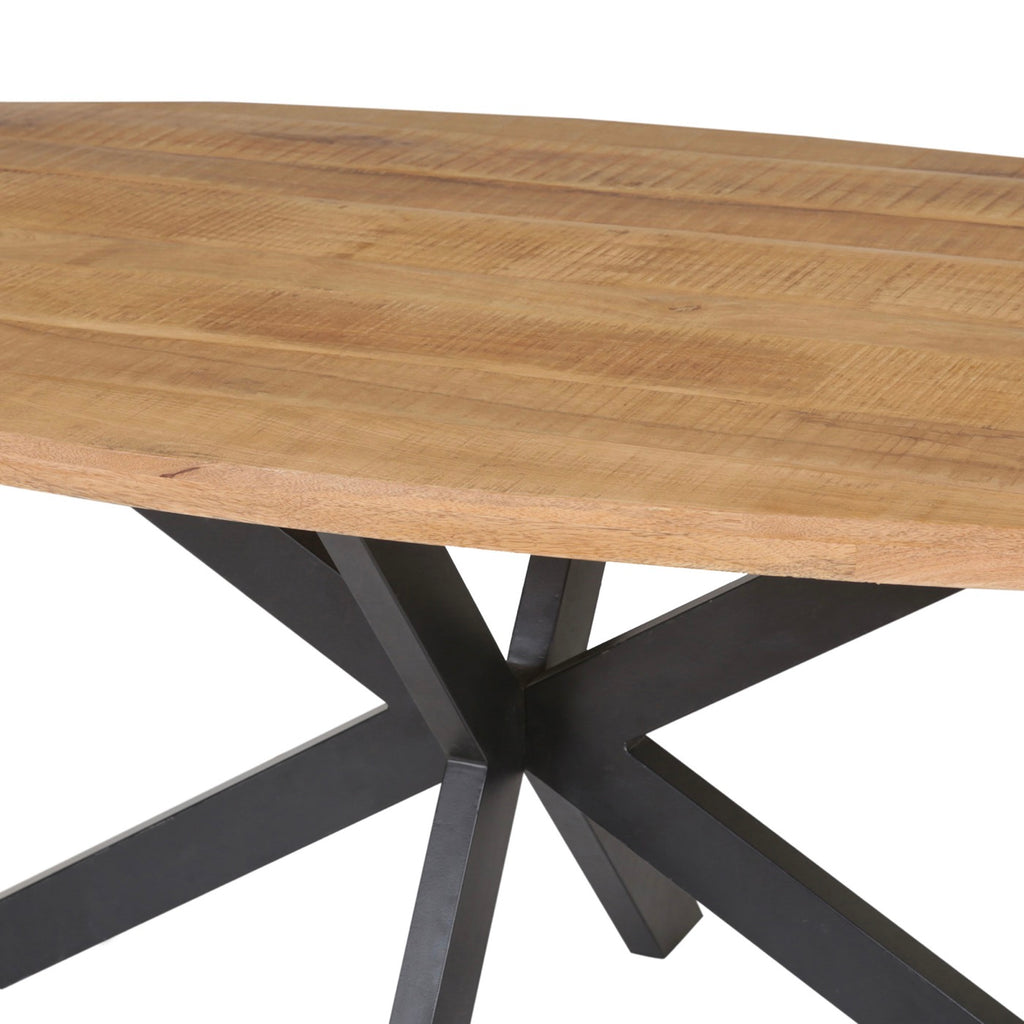 Maelia - Mesa de Comedor Ovalada de Madera Exótica - Natural