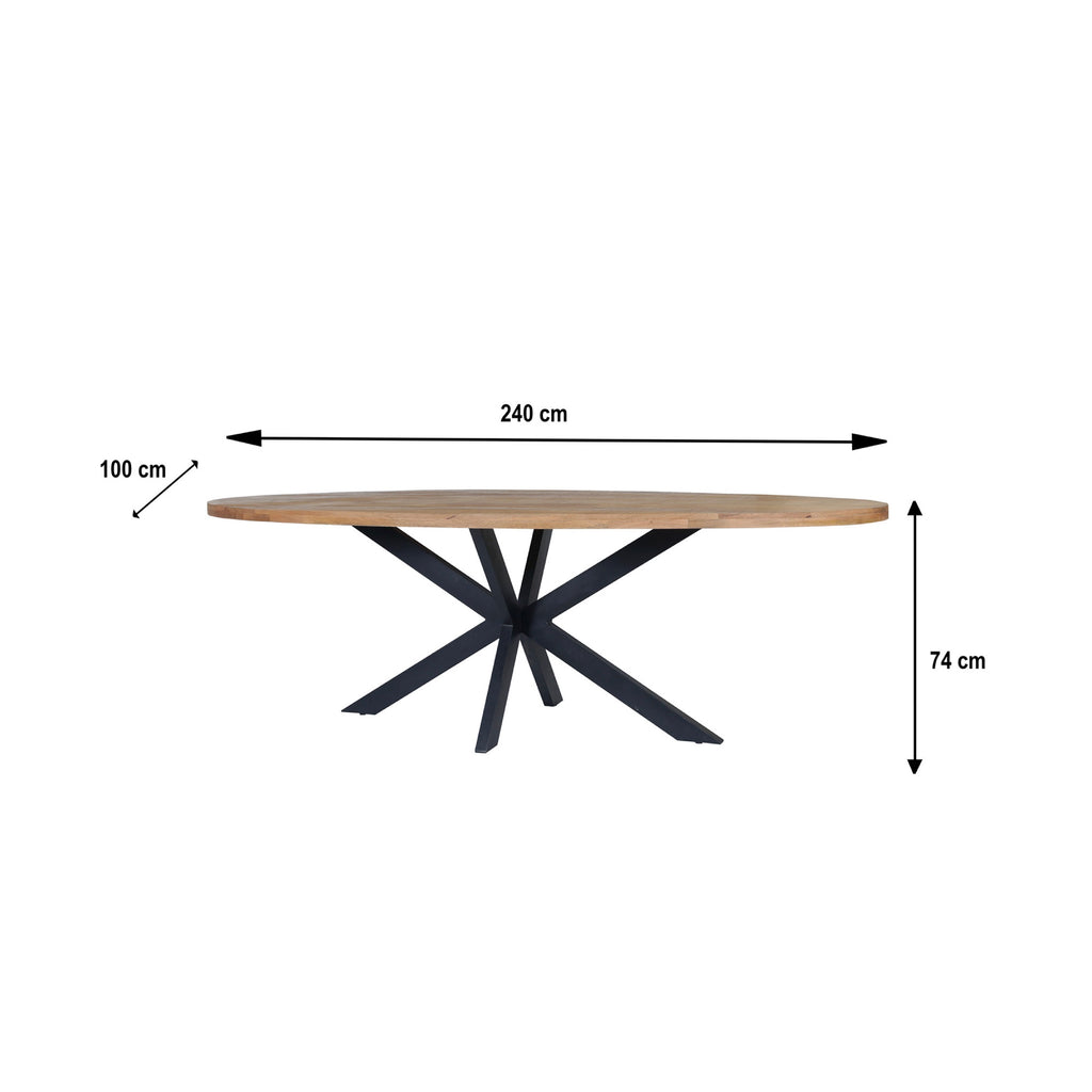 Maelia - Mesa de Comedor Ovalada de Madera Exótica - Natural