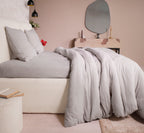Ava - Parure da Letto Completa - 100% Garza di Cotone Lavato - Grigio Ghiaccio
