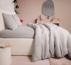 Ava - Parure da Letto Completa - 100% Garza di Cotone Lavato - Grigio Ghiaccio