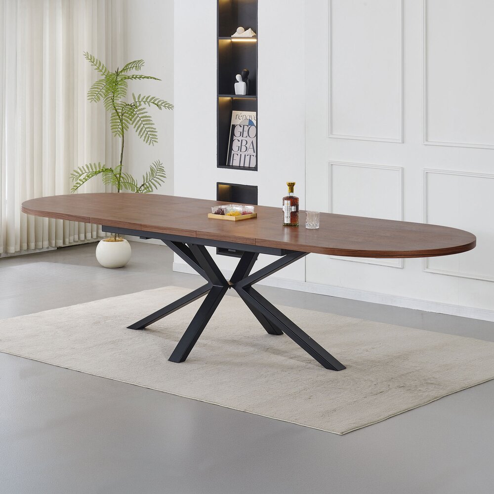 Venter - Extendable Oval Dining Table - Walnut