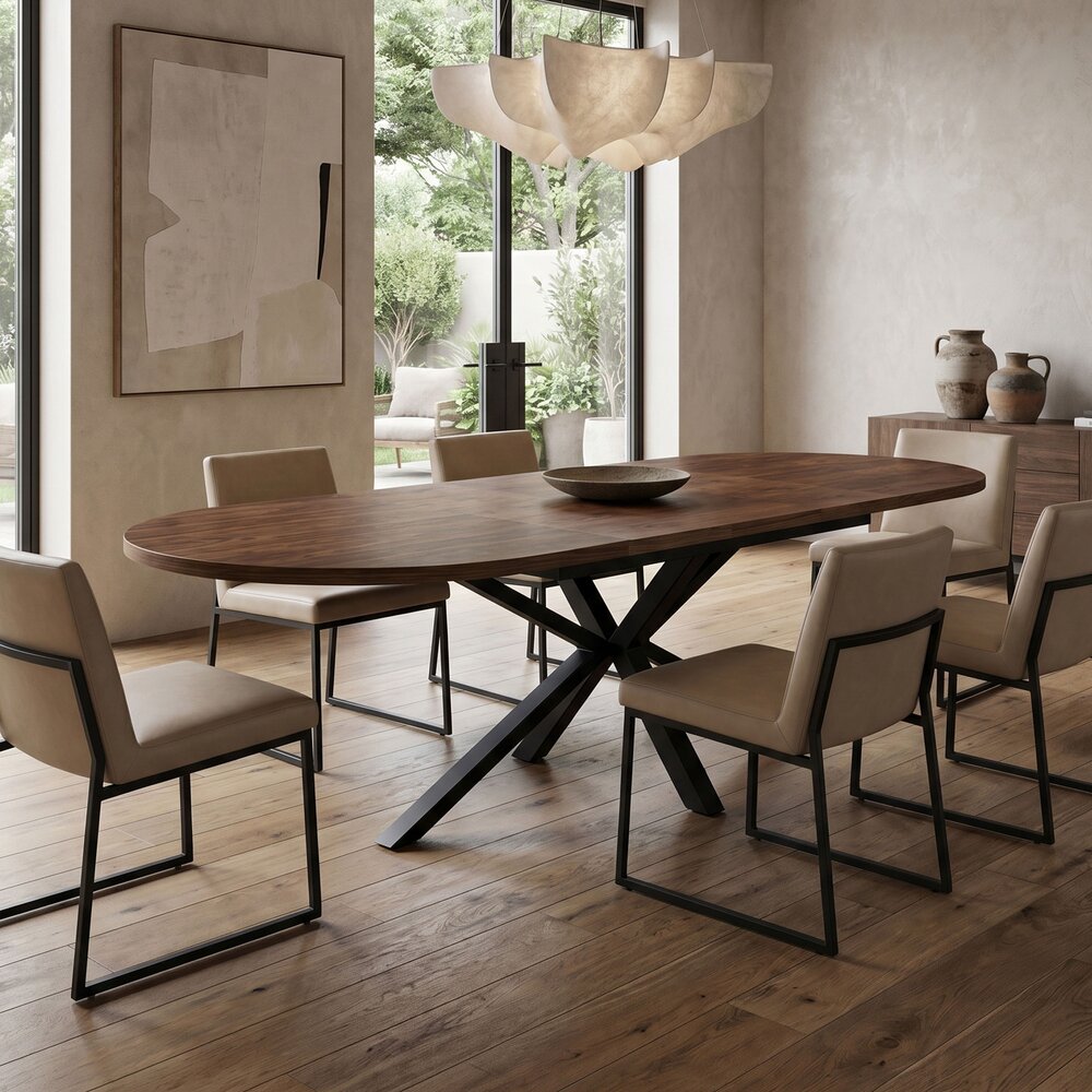 Venter - Extendable Oval Dining Table - Walnut