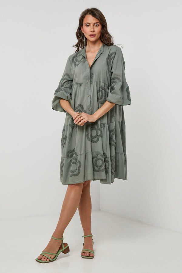 Vestido camisero - Caqui - Mujer