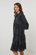 Shirt Dress - Black - Women