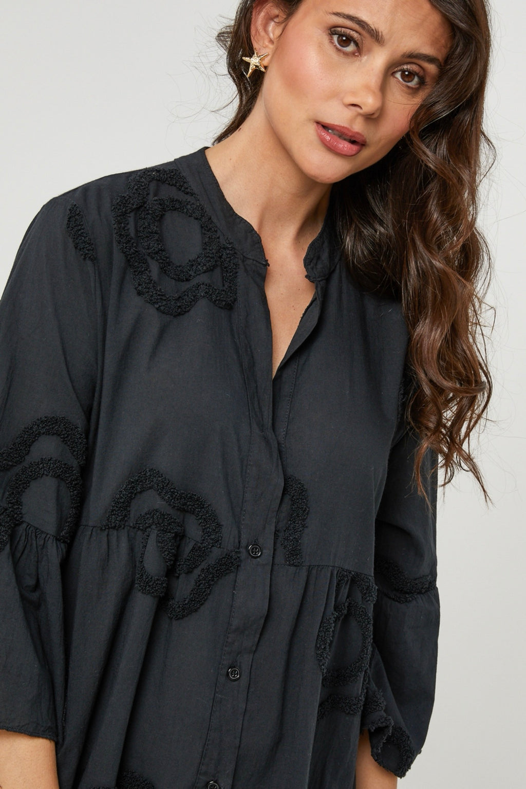 Shirt Dress - Black - Women