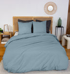 Estra - Draps Housse Bonnet - 100% Percale De Coton - Bleu Fumé