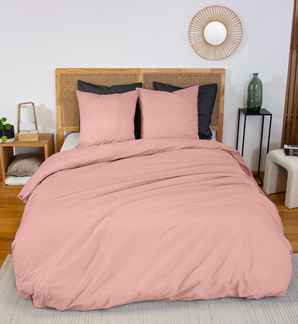 Estra - Draps Housse Bonnet - 100% Percale De Coton - Rose The