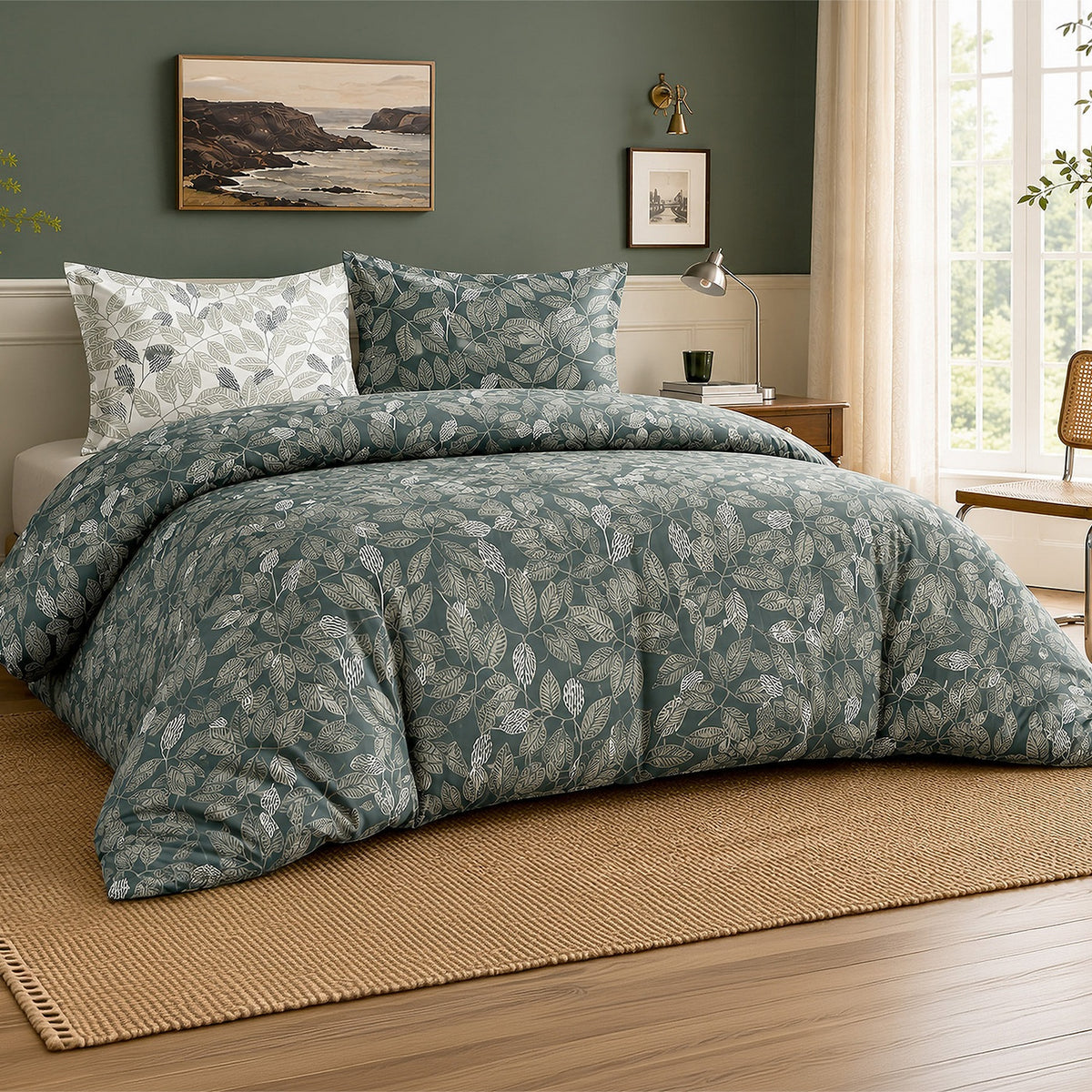 Emeride - Parures de Lit de Couette avec 2 Taies - 100% Percale de Coton - Imprimé