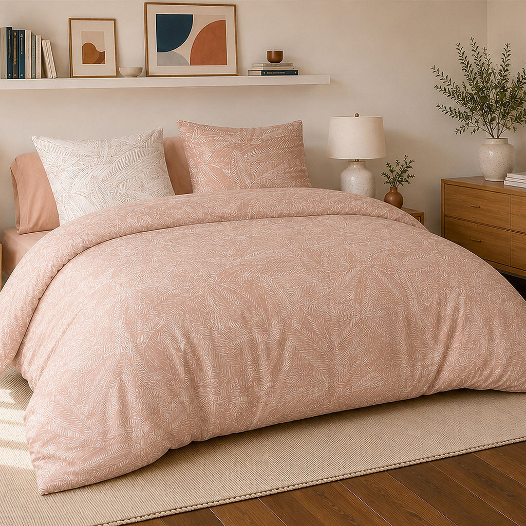 Ambre - Parures de Lit de Couette avec 2 Taies - 100% Percale de Coton - Imprimé