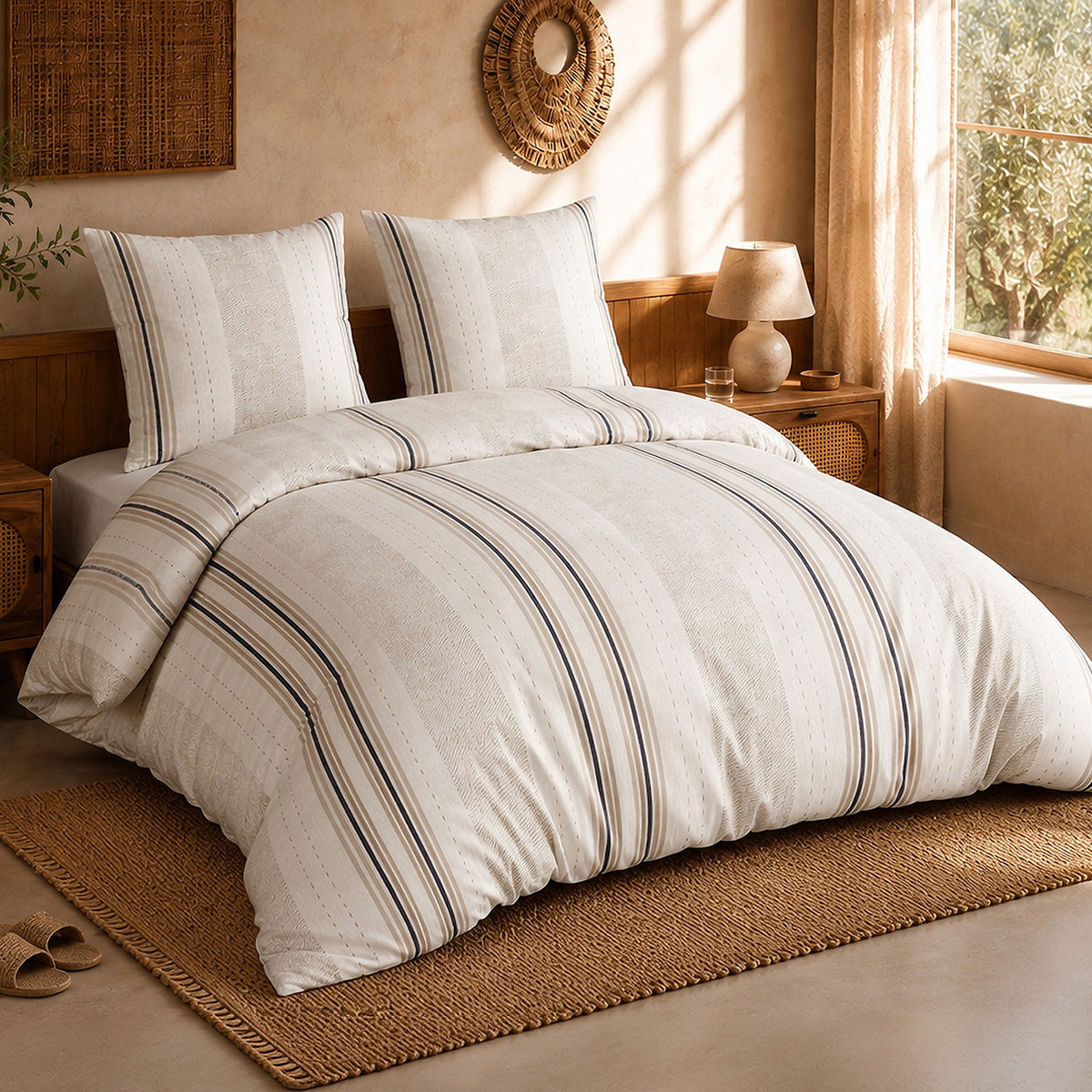 Trandy - Parures de Lit de Couette avec 2 Taies - 100% Percale de Coton - Imprimé