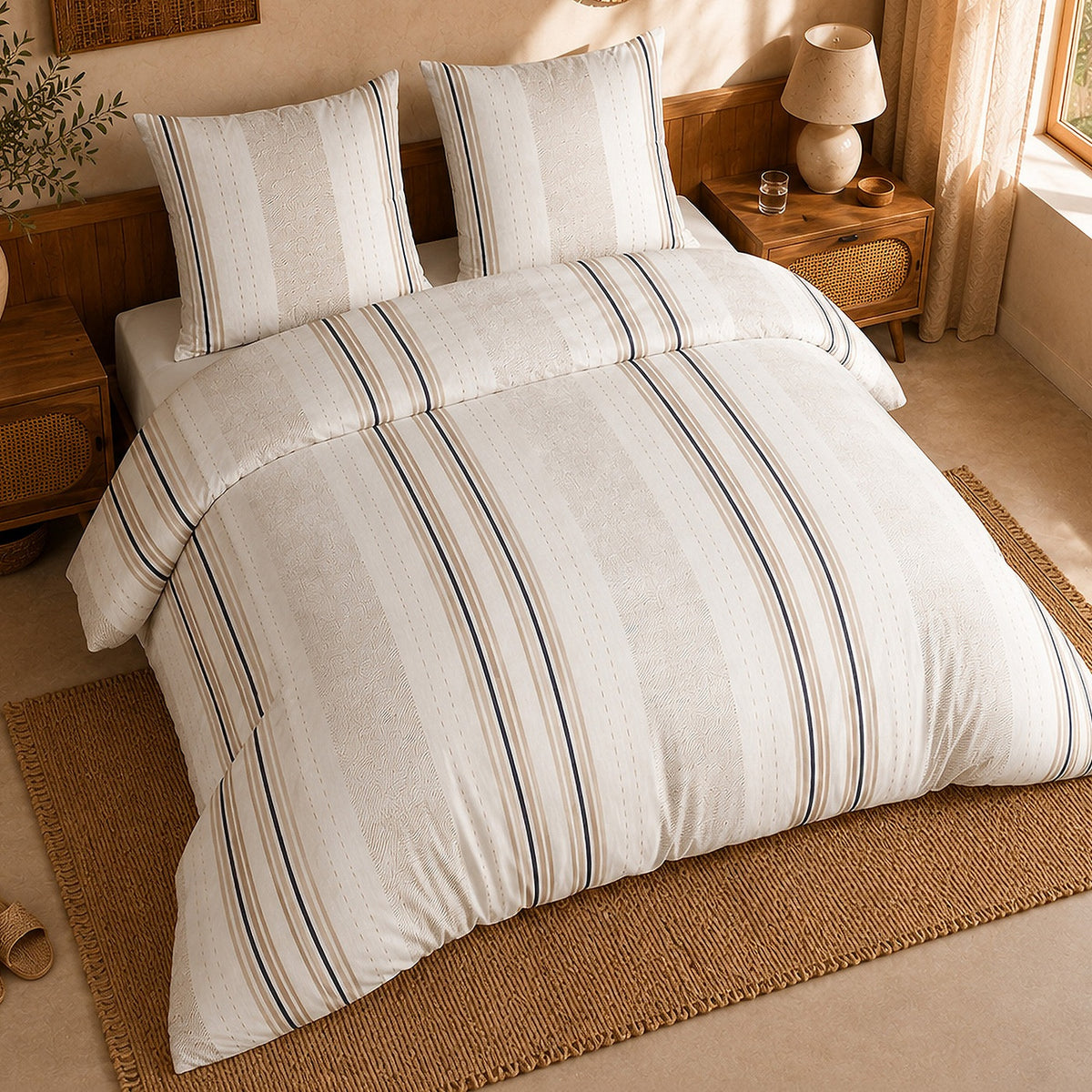 Trandy - Parures de Lit de Couette avec 2 Taies - 100% Percale de Coton - Imprimé