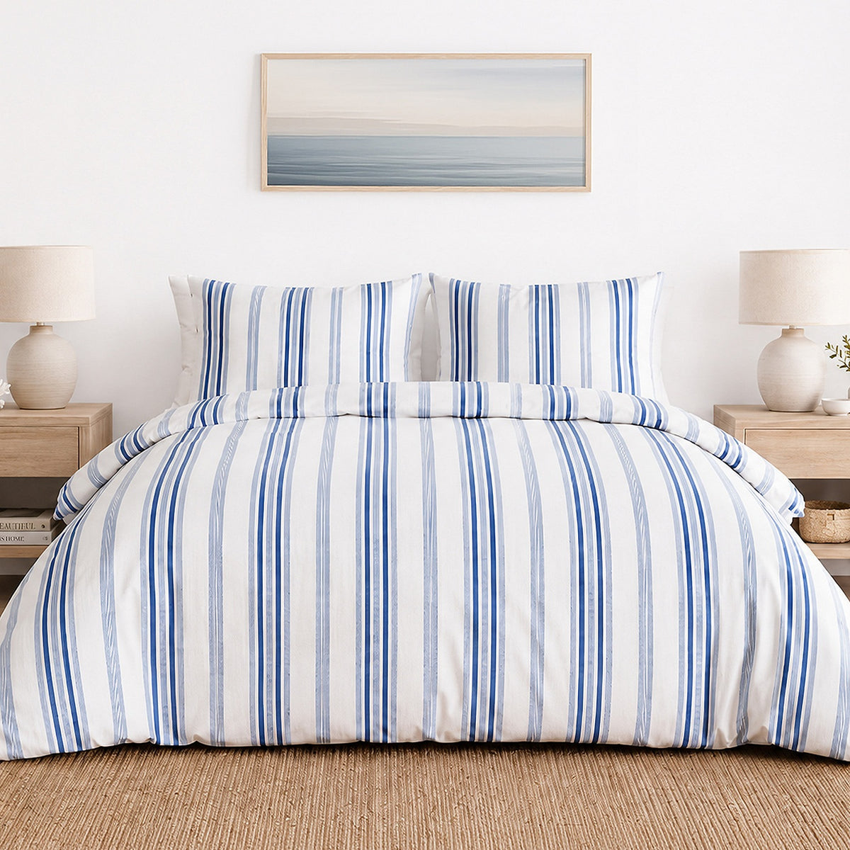 Mat - Parures de Lit de Couette avec 2 Taies - 100% Percale de Coton - Imprimé