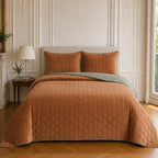 Nazim - Bedspread - Reversible Quilted Bedspread - Polyester - Terracotta