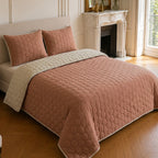 Nazim - Sprei - Gewatteerde omkeerbare sprei - Polyester - Nude - Roze