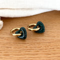 “Lovo” Steel Green Hoop Earrings