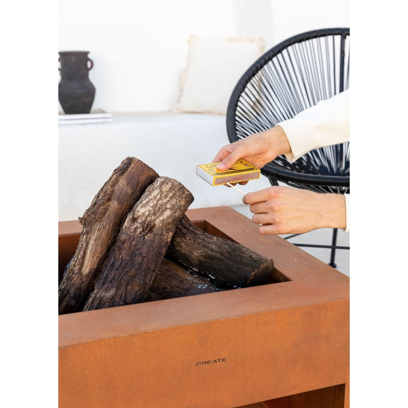 Fire Pit Cube - Brasero D'Extérieur Carré En Acier Corten