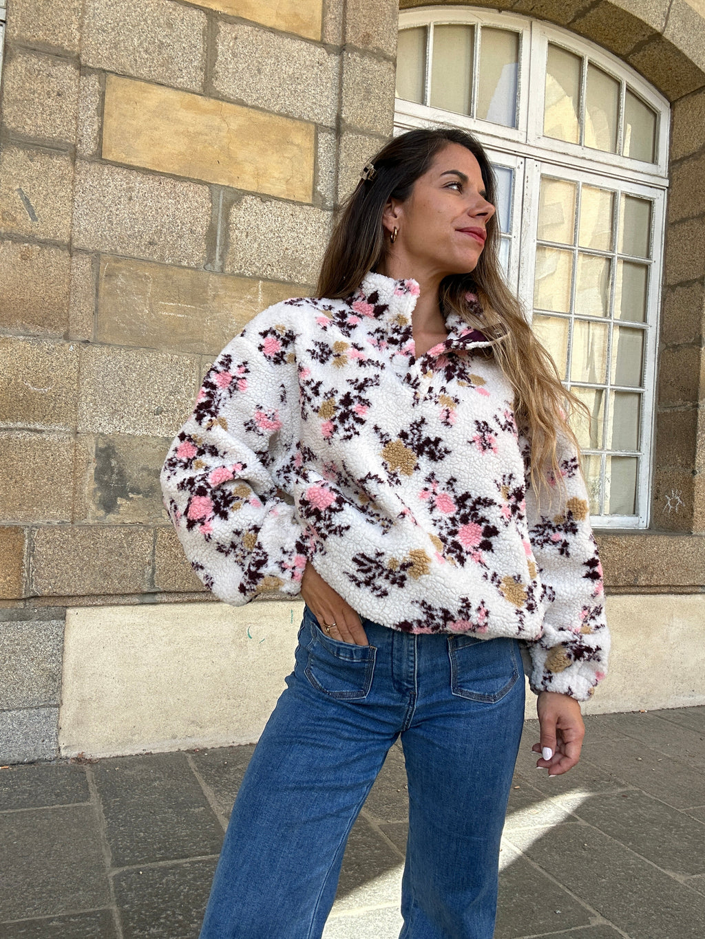 Pull moumoute fleurie Gina