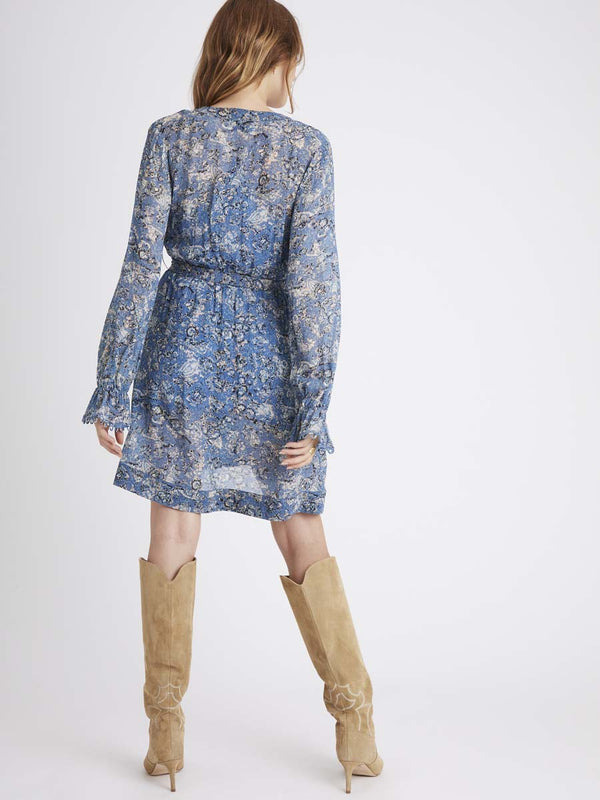 Short Asymmetrical Print Dress - Peninsula Blue