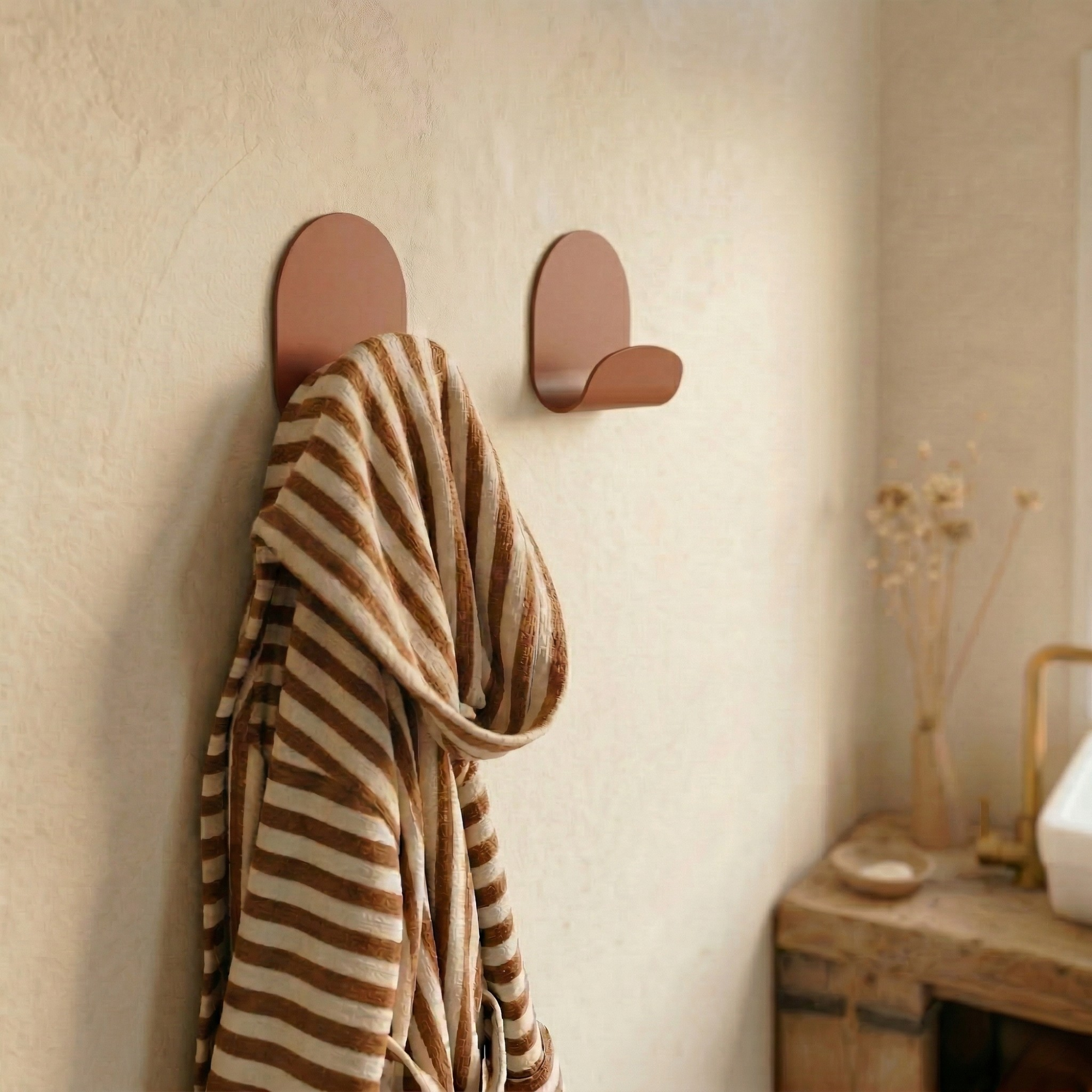 Le Malin - Patère Murale Large - Acier - Terracotta Mat