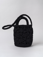 Sac Black Raphia Flower