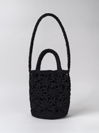Sac Black Raphia Flower