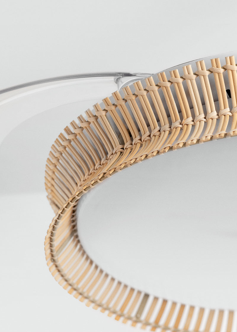 Wind Clear Rattan M - Ventilateur De Plafond Silencieux Lames Rétractables Avec Éclairage LED - Avec Wifi - Noeud