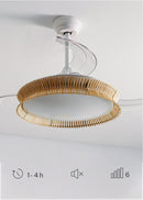 Wind Clear Rattan M - Ventilateur De Plafond Silencieux Lames Rétractables Avec Éclairage LED - Noeud
