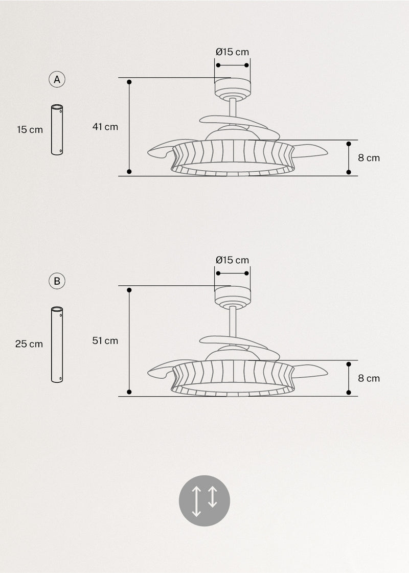Wind Clear Rattan M - Ventilateur De Plafond Silencieux Lames Rétractables Avec Éclairage LED - Noeud