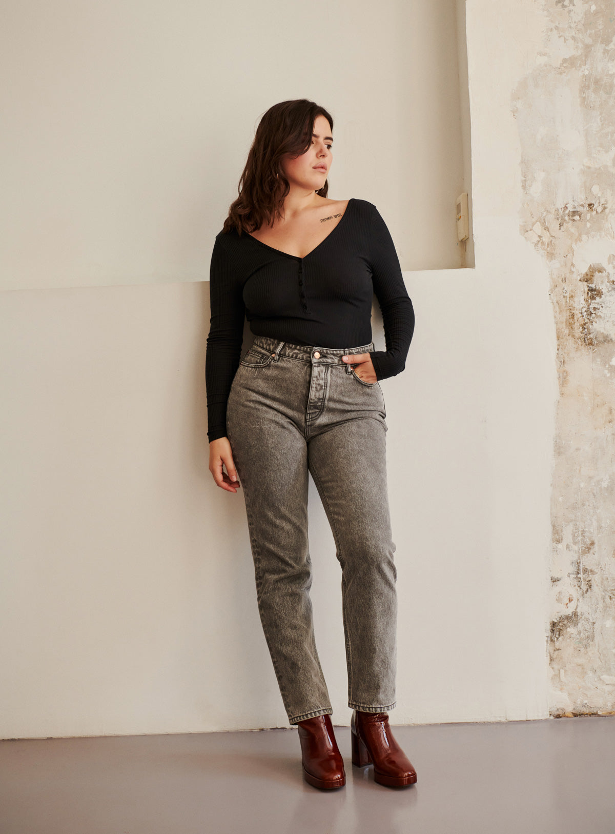 Vaquero Recto Phoebe - Gris