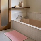 Tapis De Bain En Coton Bouclé - Rose Pâle