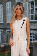 Amanda Buttoned Top - Cream