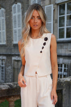 Amanda Buttoned Top - Cream