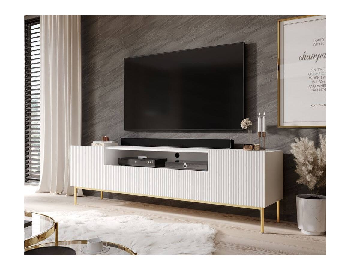 Kasha - TV Unit with Open Compartment - Gold Legs