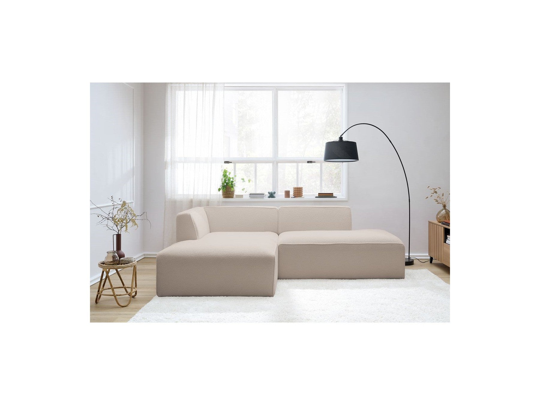 Megeve - Fixed Corner Sofa - Bouclé Fabric - Left Corner