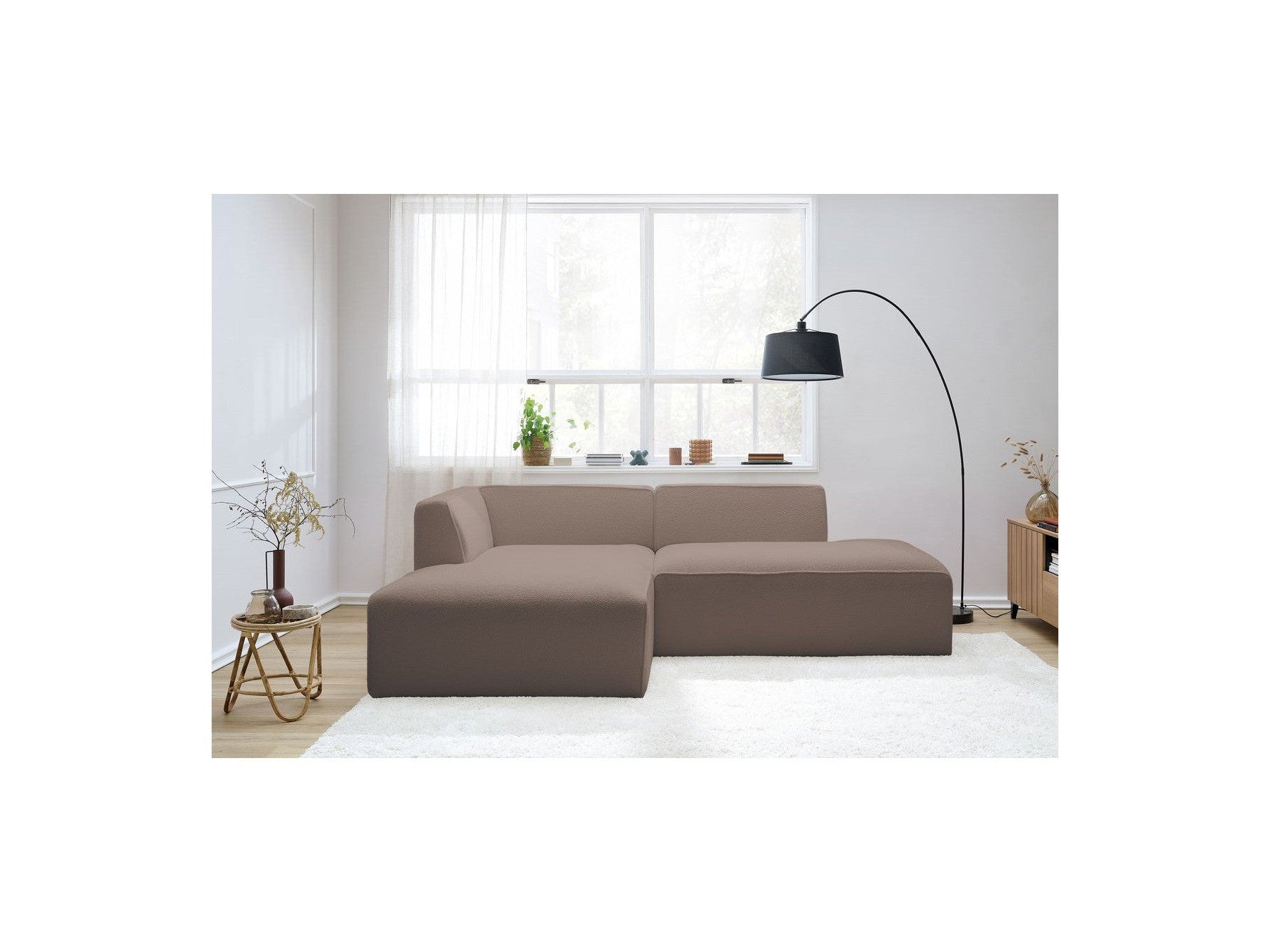 Megeve - Fixed Corner Sofa - Bouclé Fabric - Left Corner