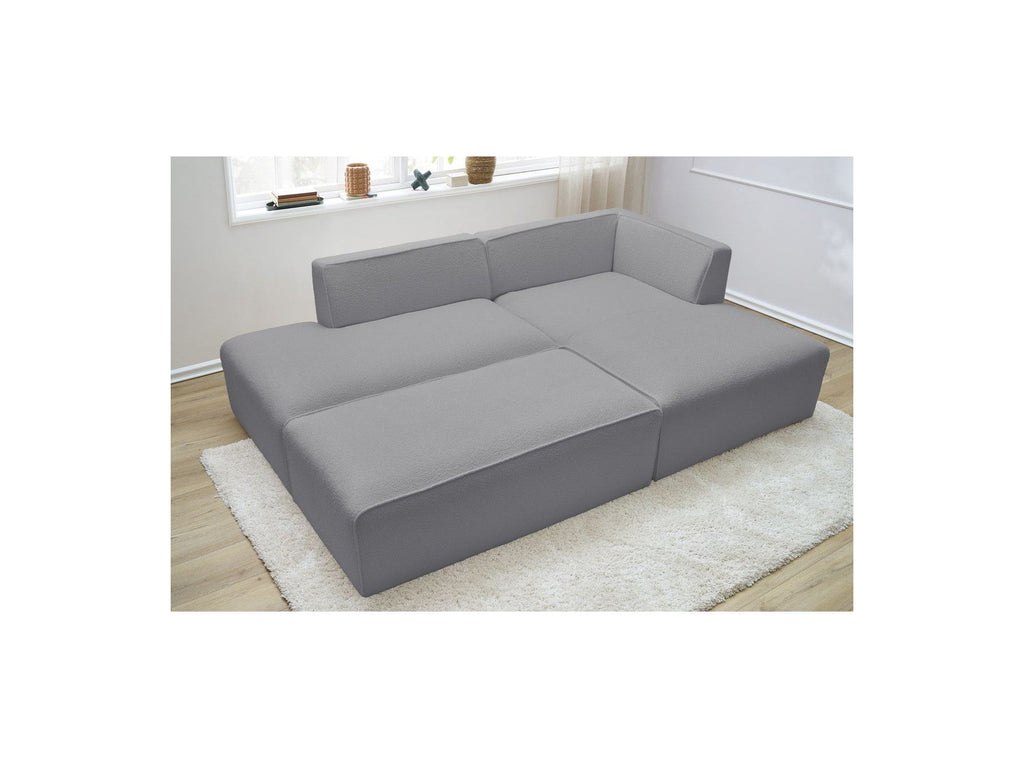 Megeve - Sofá esquinero fijo modular - Tela bouclé - Con puf - Esquina derecha