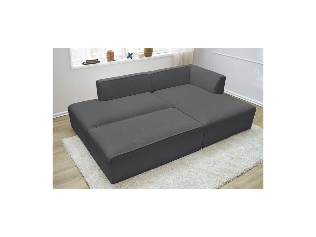 Megeve - Sofá esquinero fijo modular - Tela bouclé - Con puf - Esquina derecha