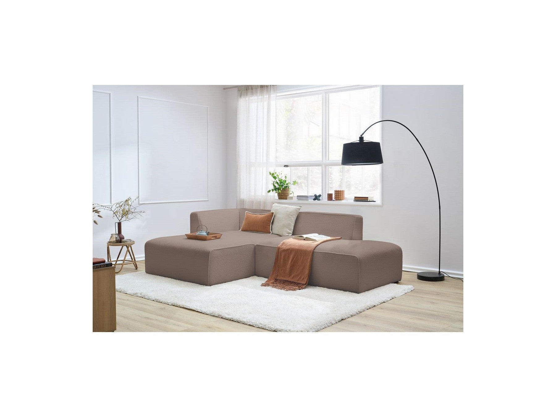 Megeve - Fixed Corner Sofa - Bouclé Fabric - Left Corner