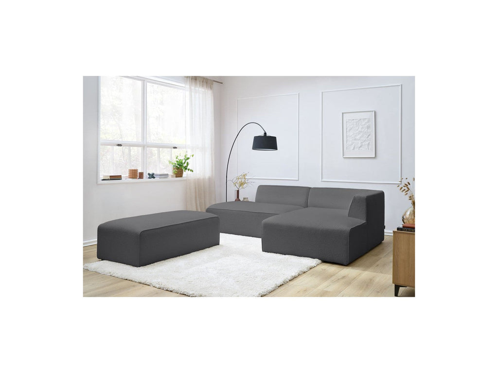 Megeve - Sofá esquinero fijo modular - Tela bouclé - Con puf - Esquina derecha