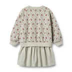Maggie Long-Sleeved Sweat Dress - Slightly Green Flowers - Kids