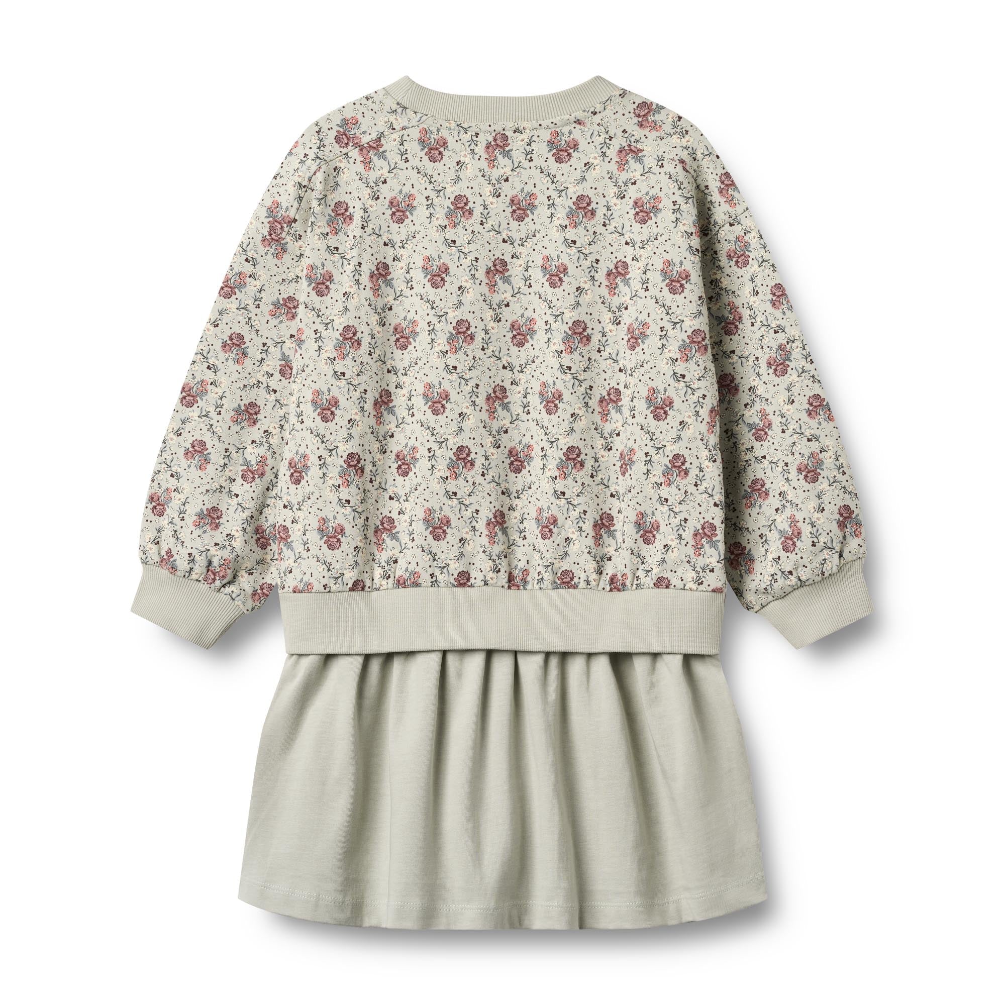 Maggie Long-Sleeved Sweat Dress - Slightly Green Flowers - Kids