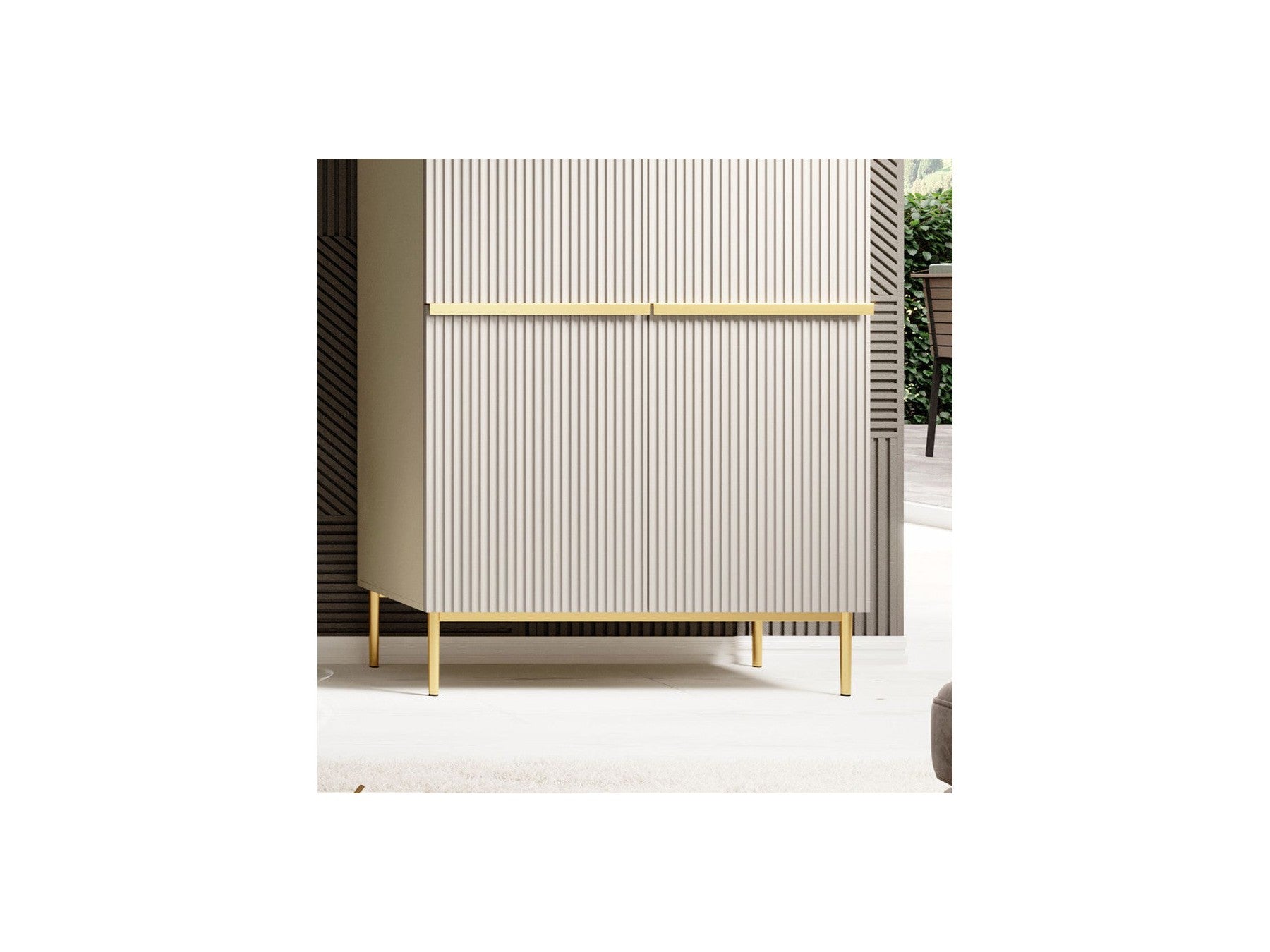 Kasha - Tall 2-Door Sideboard - Gold Legs