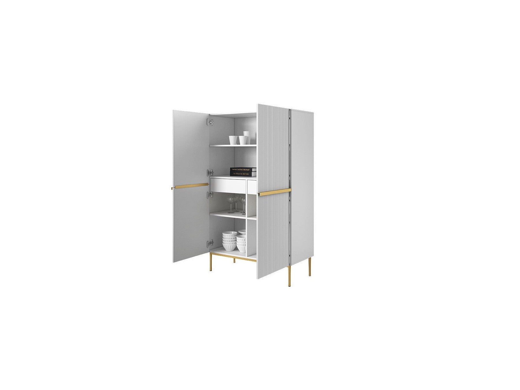 Kasha - Tall 2-Door Sideboard - Gold Legs