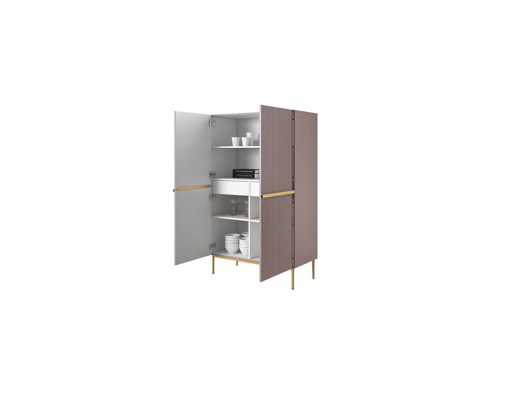 Kasha - Tall 2-Door Sideboard - Gold Legs