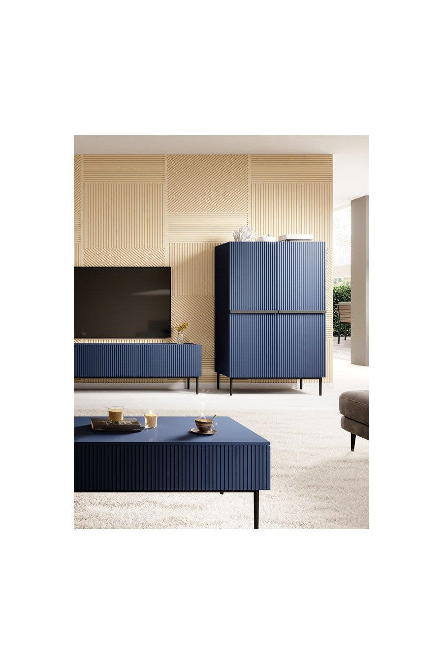Kasha - Tall Sideboard 2 Doors - Black Legs