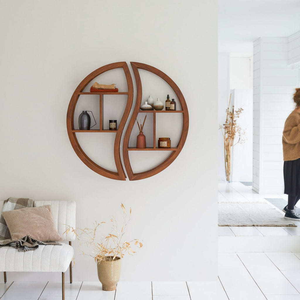 Ying Yang - Wandplank - Teak - Naturel