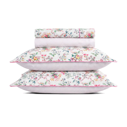Jardin Secret - Ensemble De Draps - Satin De Coton - Blanc