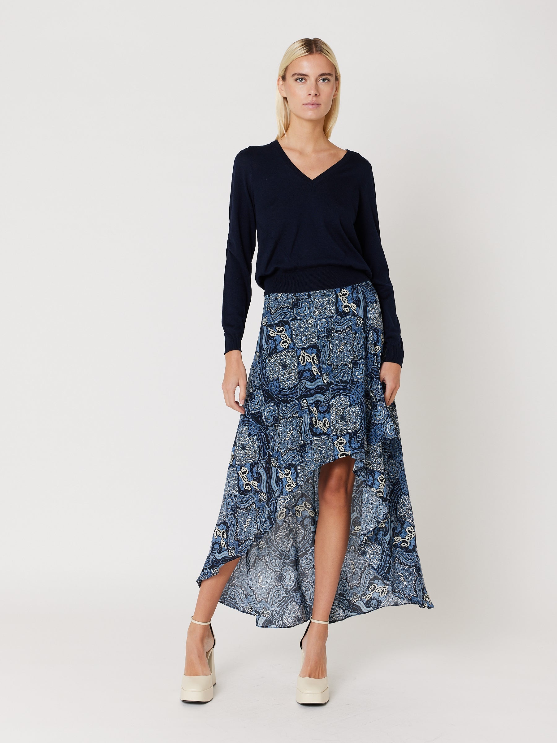 Berenice - Asymmetric Printed Long Skirt - Nebulla