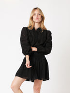 Berenice - Jupe Courte Unie Decoupes - Black